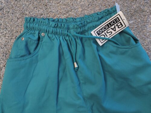 Basic Editions Green Women's Average Length Elastic Waist Pull Up Pants Sz S NWT - Picture 2 of 5
