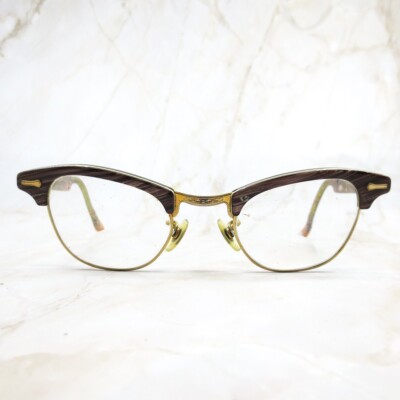 Vintage Shuron 4 1/4-5 1/2 Eyeglasses Frame Women's Brown 1/10 12k