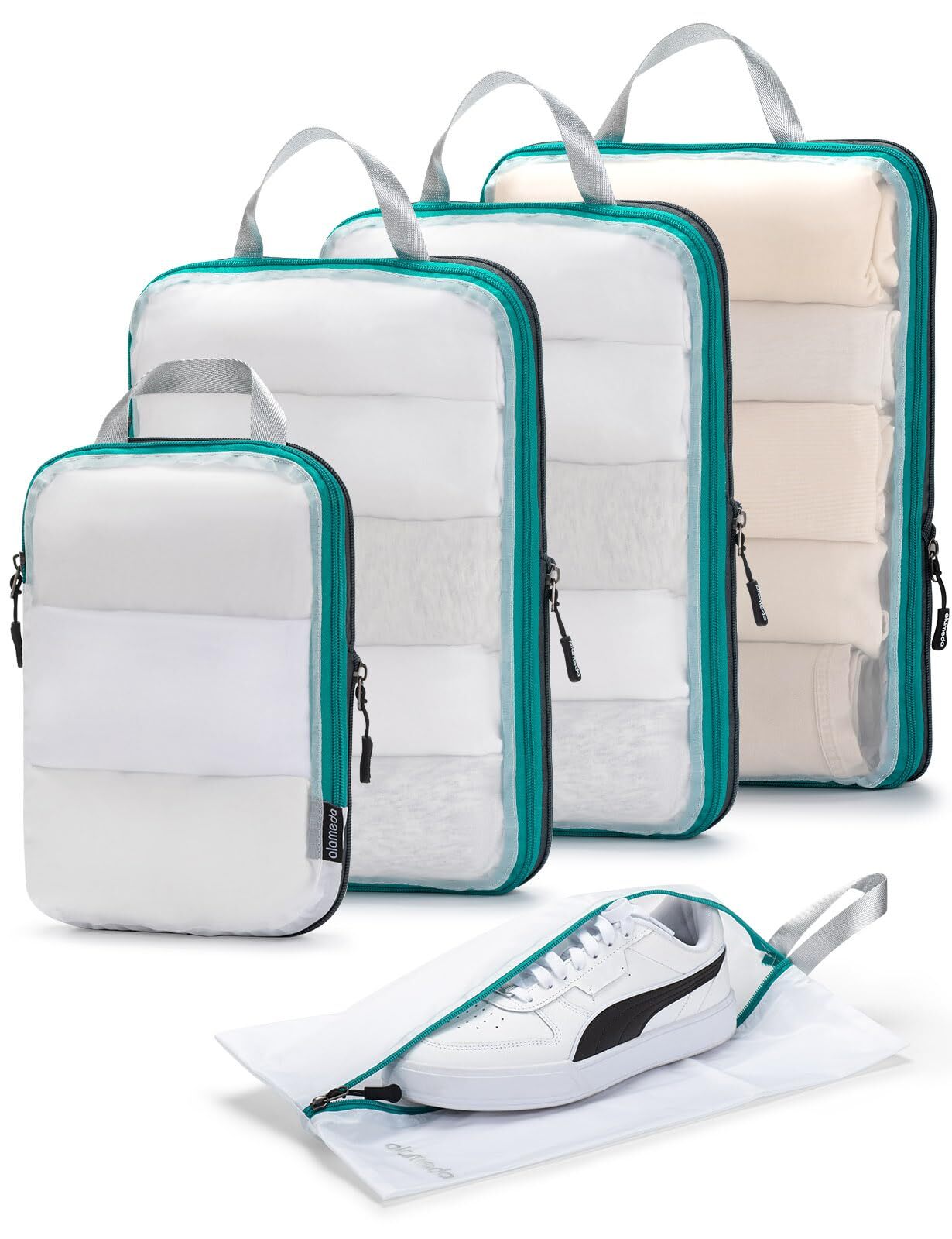 Compression Packing Cubes for Travel with See Through Mesh - 5 Set Packing Cu...-image