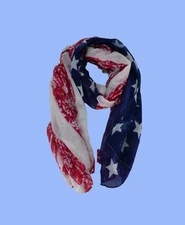 American Flag Scarf USA Scarves Shawls Wraps Patriotic Oblong Long Stars Stripes