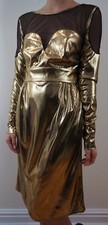 ISSA London Beautiful Gold & Black Long Sleeve Evening / Cocktail Dress Sz: UK8