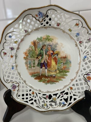 CICO Germany Porcelain Courting Couple Reticulated Decorative Plate 8.5  D