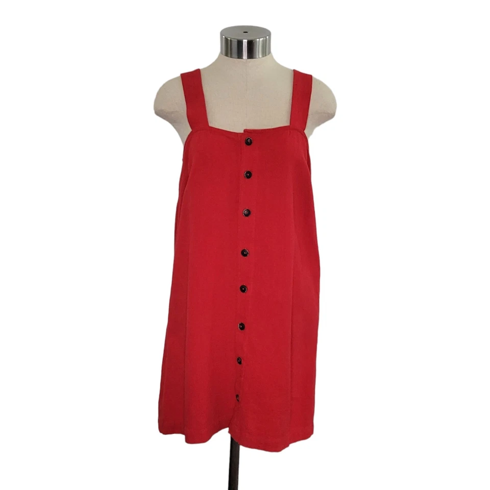 Urban Outfitters Cooperative Red Linen Blend Button Front Mini Dress Women's S - Image 3 of 4