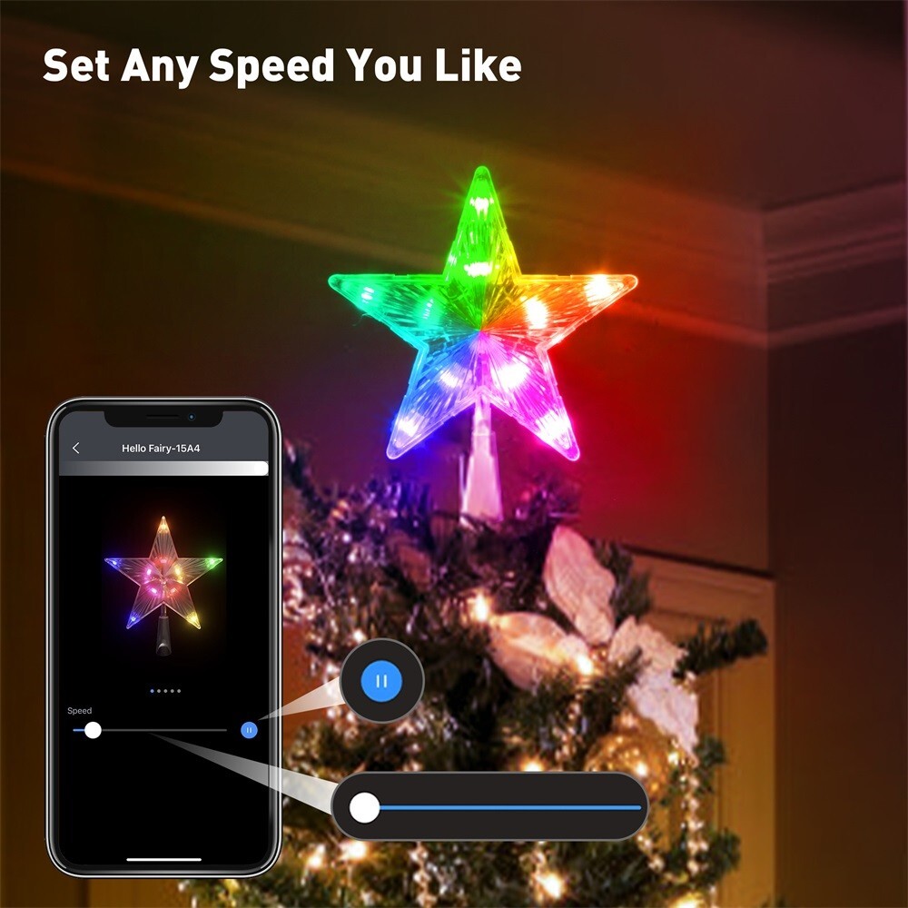 19cm App Control Christmas Tree Topper Star Led RGB Glowing Star Light