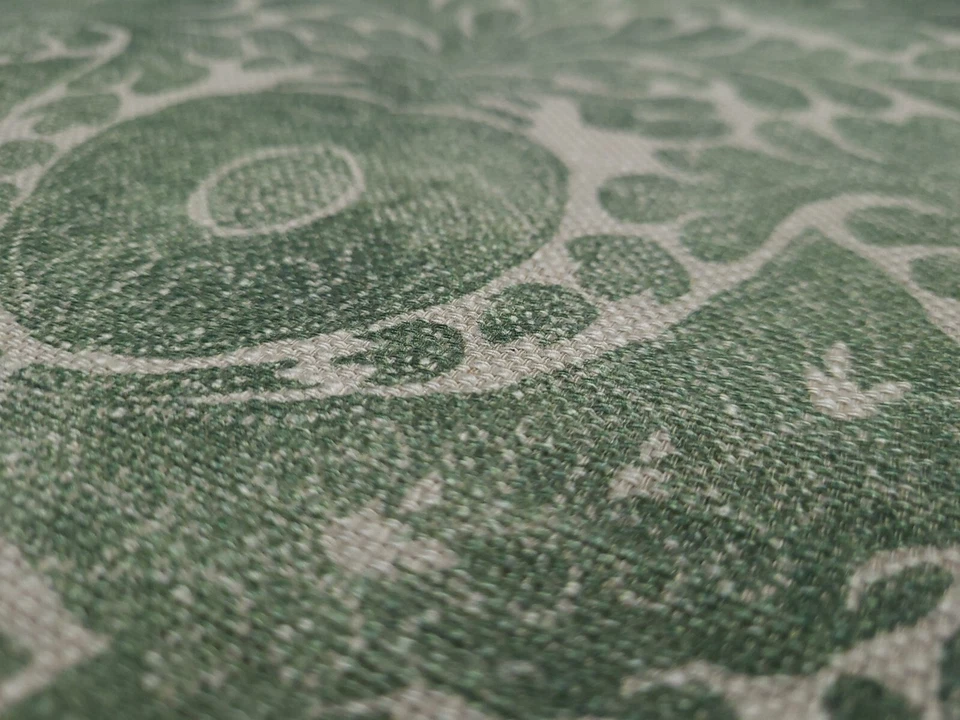 Waverly DAMASK SARONG EVERGREEN Green Beige Abstract Floral Drapery Uph Fabric - Image 3 of 4