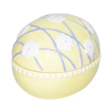 Hallmark Easter Egg Candy Dish Yellow Flowers Ceramic Trinket Box Vintage