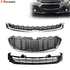 3 Pcs Front Upper & Center & Lower Grille Set Fits 2014-2016 Chevrolet Malibu