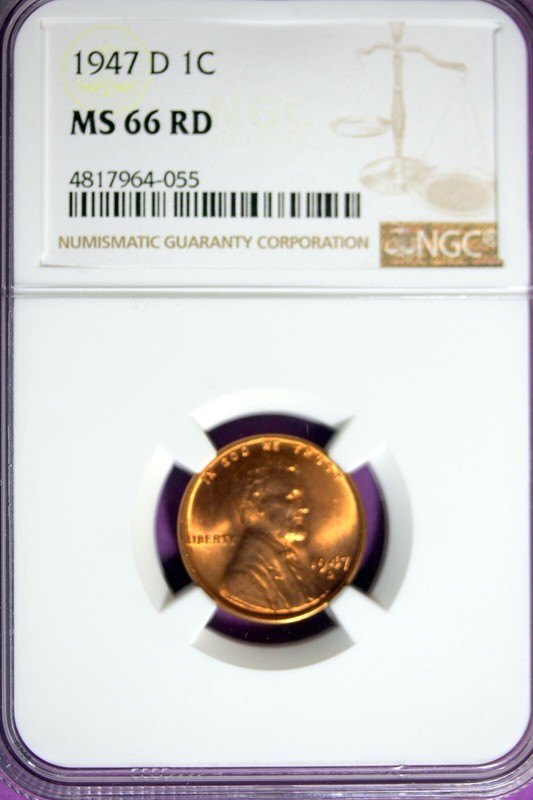 1947 - D NGC MS66 RD LINCOLN CENT!!  #B32502