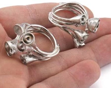 Ring Adjustable Rings for women,Cone shape setting blanks Silver Plated 2370