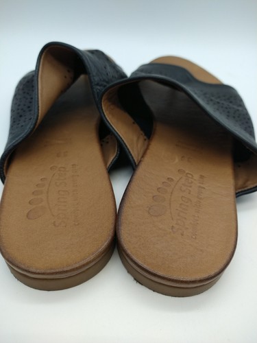 Spring Step Geti Sandals Women's 39 EU 7.5-8 US Black Slides Leather Toe Loop - Picture 6 of 11