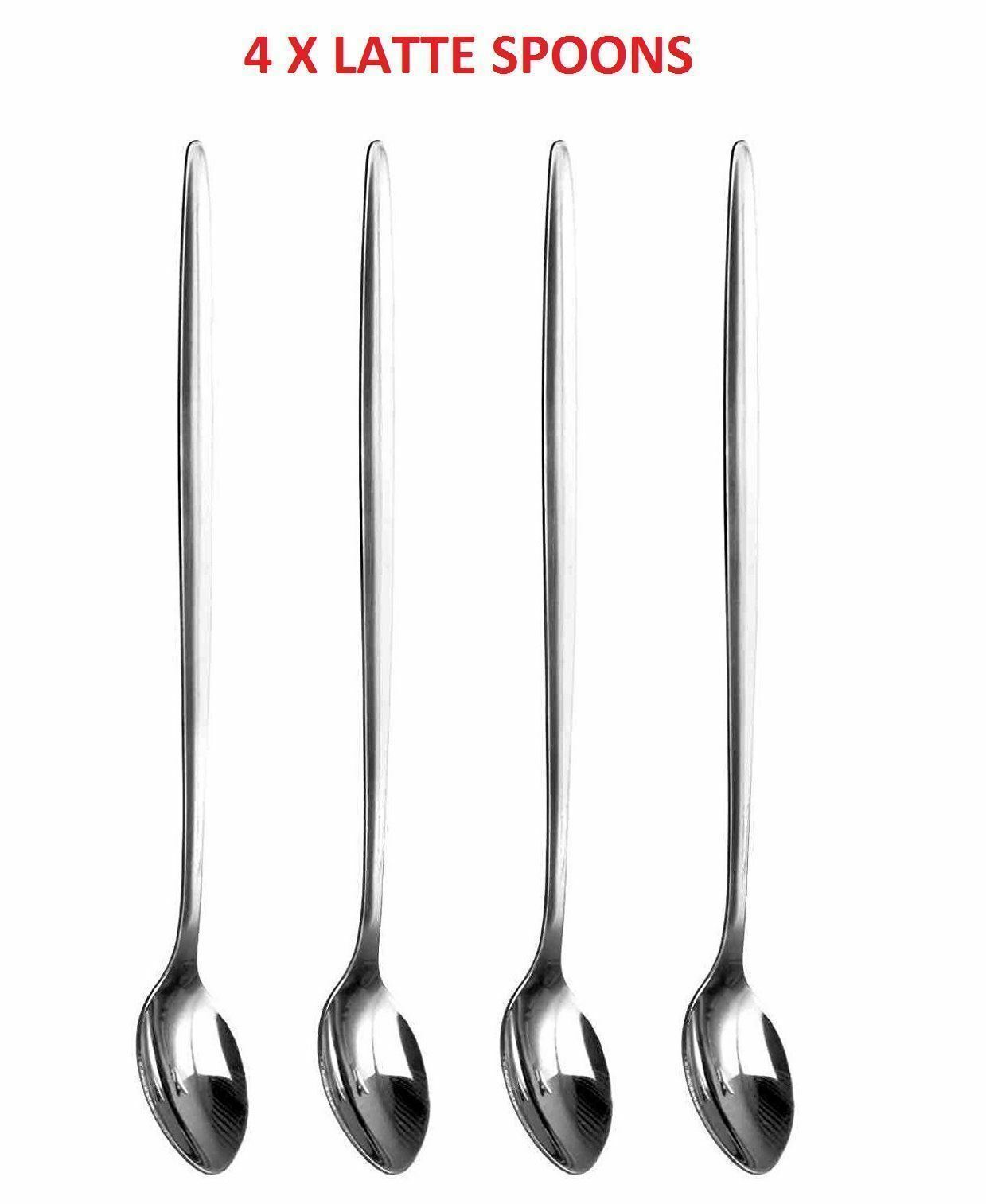 4 Long Handled Cocktail Spoons Knickerbocker Latte Sundae Teaspoons Bar