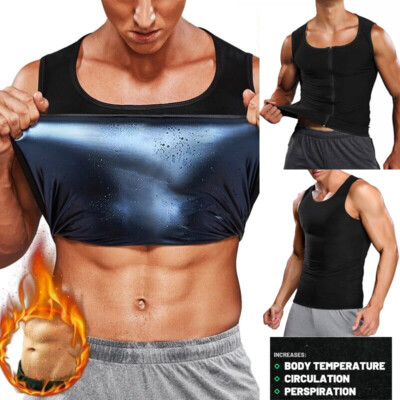 Men Neoprene Sauna Suits Vest Body Shaper Waist Trainer Sweat Shirt Shapwear Top