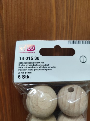 Efco 1401530 Balls untreated Wood with Hole 30 mm ø 6 mm 6 pcs - Picture 3 of 4