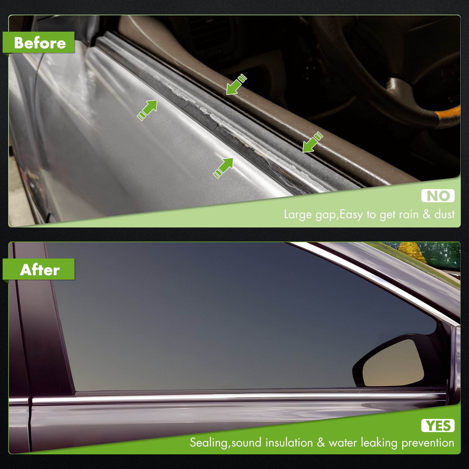 4Pcs Door Belt Molding Weatherstrip for Scion xB 2008 2009 2010 2011 2012-2015