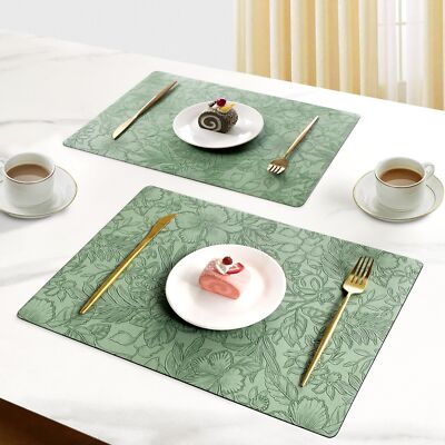 Double-Sided Reversible Placemats Set of 4 Heat Stain Non-Slip Waterproof Oil...