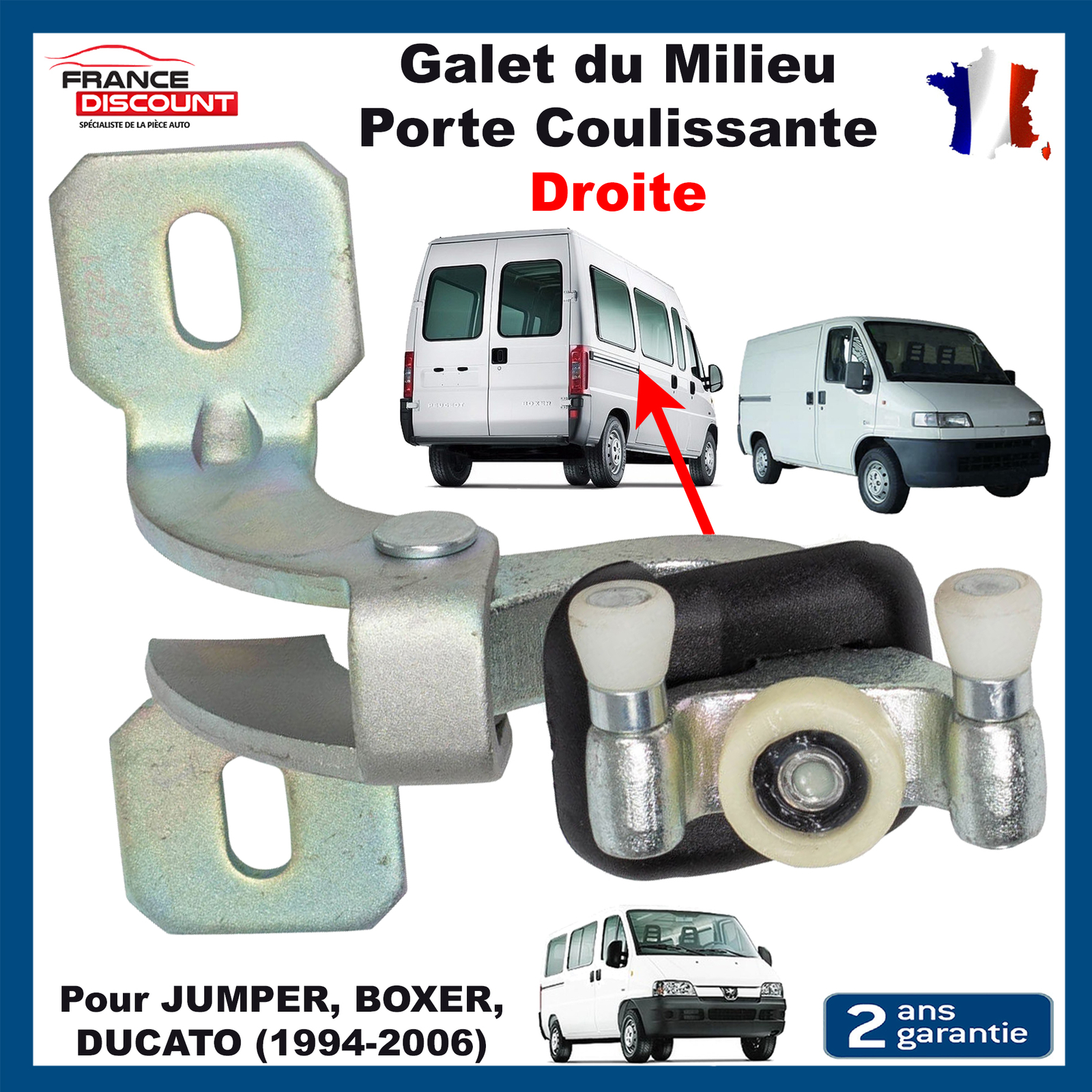 Réparer porte latérale bloquée : Galet central droit pour Ducato Boxer Jumper