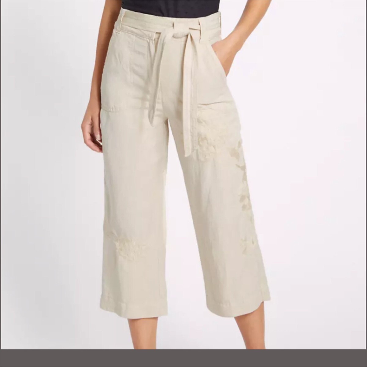 marks and spencer Cropped Tencel Heavy Embroidered Trouser Belt