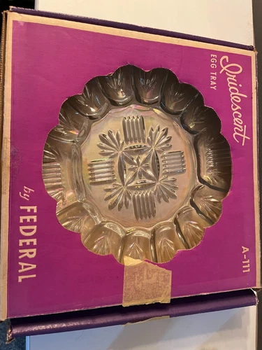 Vintage FEDERAL  A-111 Iridescent Egg Tray in Original Box