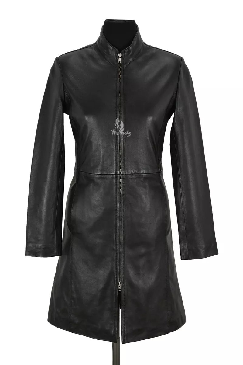 CARRIE HOXTON Ladies Long Jacket Black Soft Lambskin Leather Long Jacket  Coat | eBay