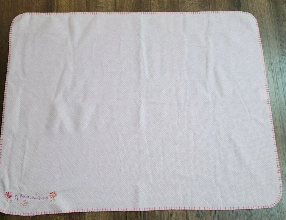 Baby Connection Fleece Security Blanket Pink Texture I Love Mommy Flower Soft Foto 2 de 4