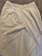 Quince Stretch Crepe Pleated Wide Leg Dress Pants Coastal Gray SZ 15 Workwear