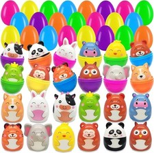 Prefilled Easter Eggs with Squishy Toys - 24 Pack Filled Easter Basket Stuffers