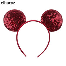 10Pcs/Lot Wholesale Popular 3.3" Sequins Mouse Ears Headband with No Bow for Wom