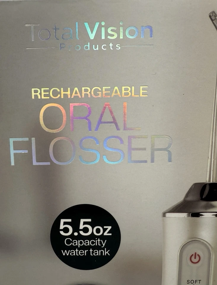 Total Vision Oral Flosser 5.5oz Water Tank Rechargeable Dental USB Waterproof - Image 2 of 4
