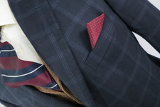 Ermenegildo Zegna Su Misura "ROM" Navy Bold window pane canvas sport coat 44 R