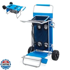2-in-1 Beach Cart with Big Wheels for Sand, Folding Utility Wagon