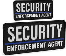 Security Patches for Vest, Embroidered 4"x10", 2"x5", Black , White