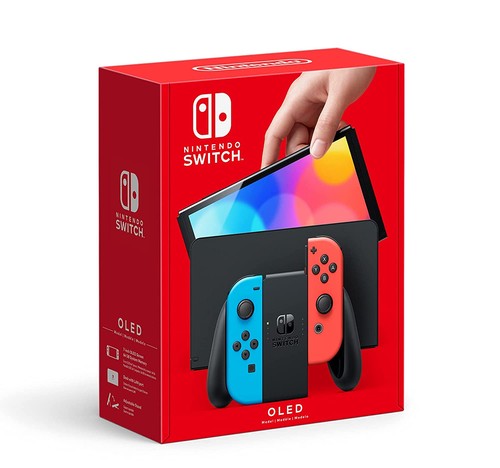 Nintendo Switch Neon-Rot/Blau OLED + Pokemon Schild + Zubehörset - Bild 2 von 7