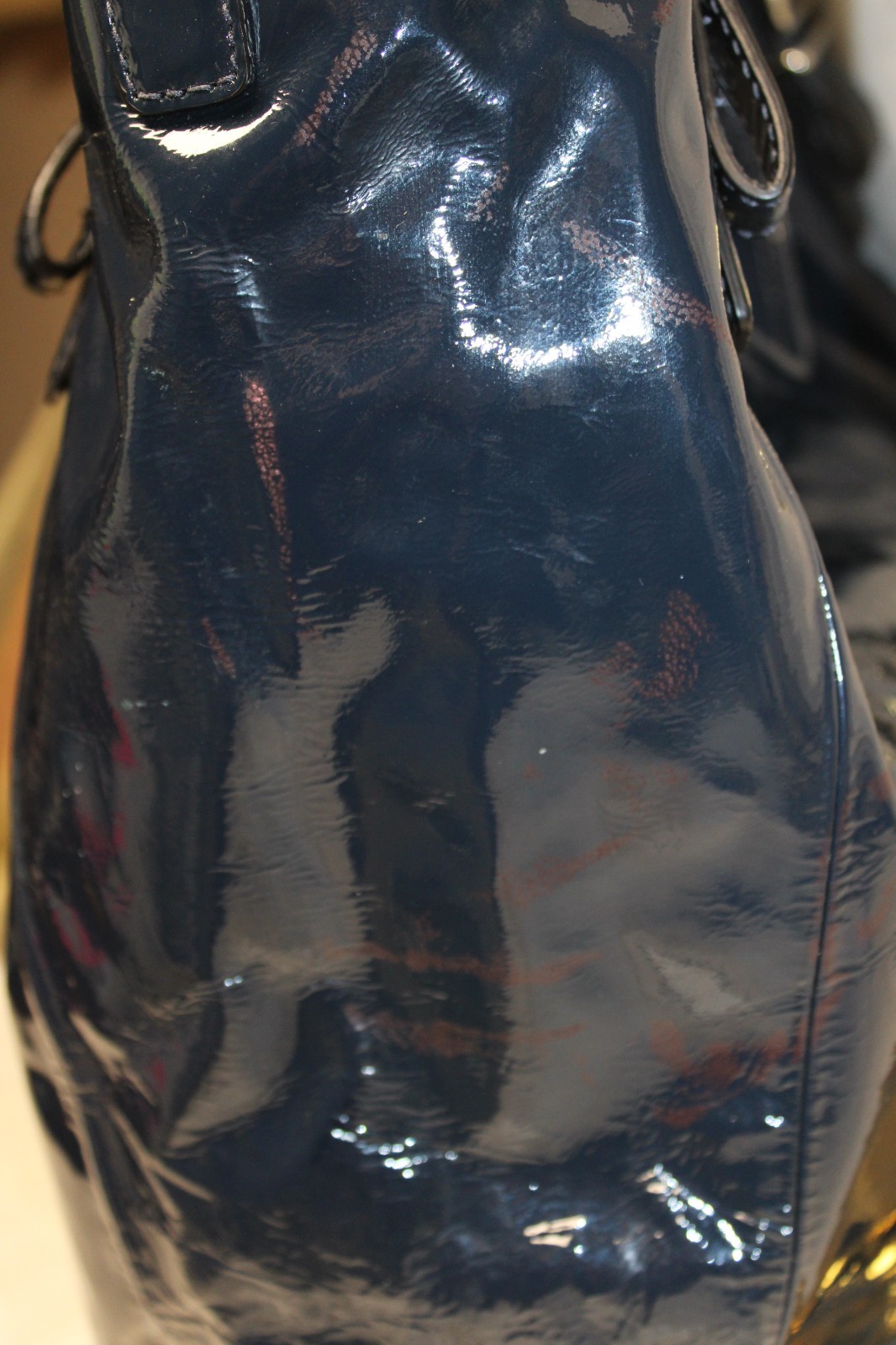 Coach # 15991 Madison Maggie Blue Patent Leather Pleated Hobo Shoulder Bag thumbnail 21