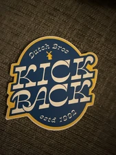 Dutch Bros Coffee Sticker Kick Back Blue Yellow Oval Text  January 2021