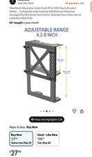 Under Desk PC Mount Adjustable NAS Holder Steel Bracket 35lb Mini For PC Xbox