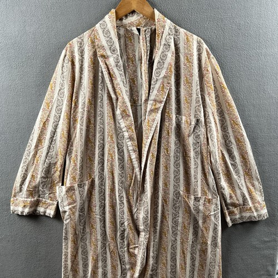 #ad #ad Vintage Sears Robe Mens Medium Paisley Abstract Shawl Collar Belted Lounge 70s $24.95