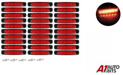 30X 24V 6 Led Red Side Marker Lights Position For Man Daf Scania Volvo Trucks