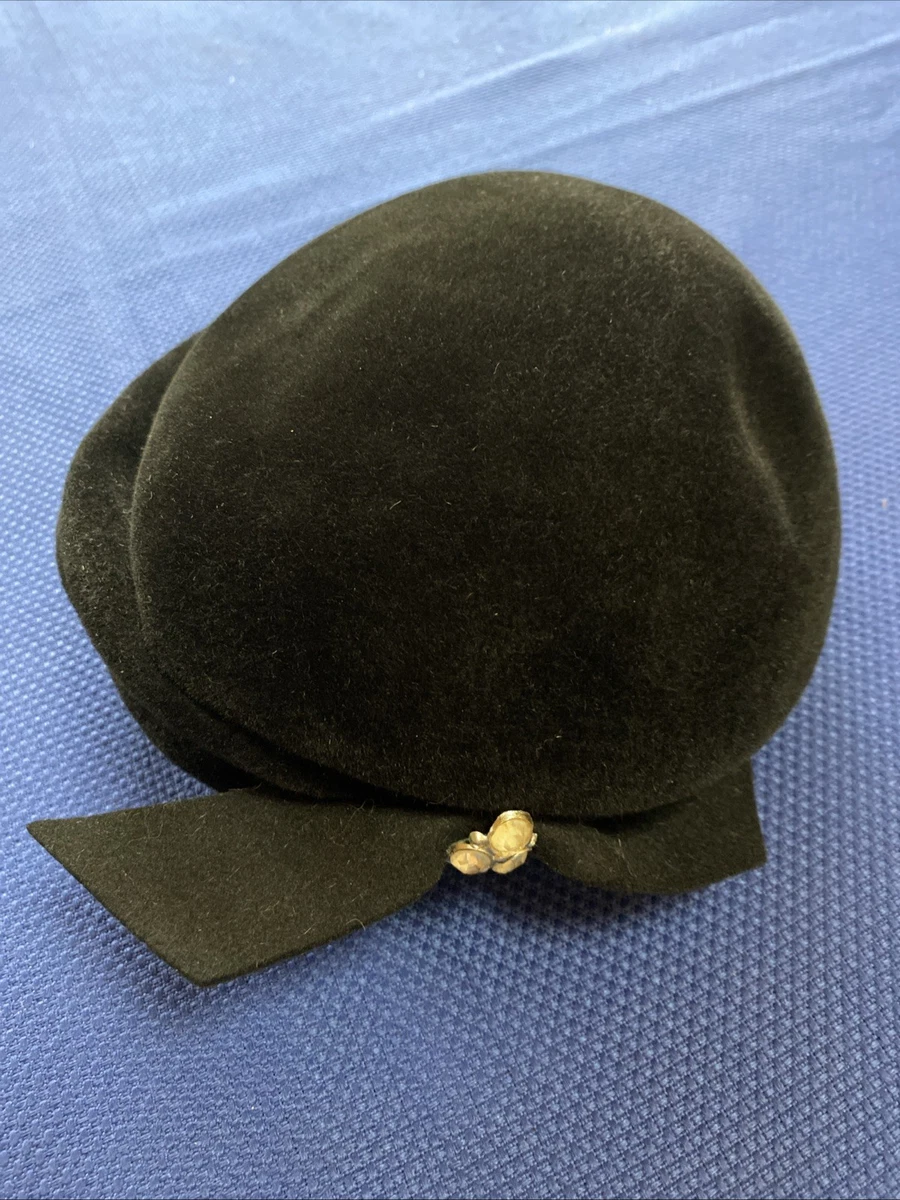 Vintage 1940s Wadley New York Taormina Black Fur Felt Cocktail Hat, Hatpin & Box Cocktail Black 1940s Vintage Hats for Women for sale | eBay main image 3