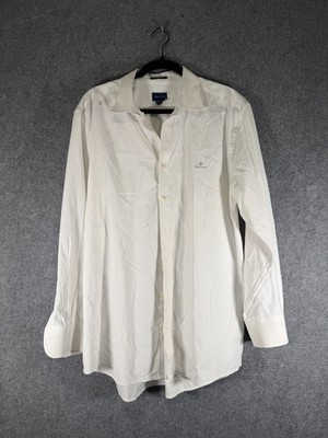GANT Pinpoint Oxford Shirt Men 2XL White Button Down Slim Fit Classic Dress shir