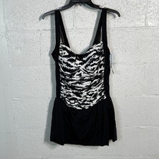 Swim Solutions PS Tummy Control Twist Skater Swimsuit Feral Stripes 18W 122