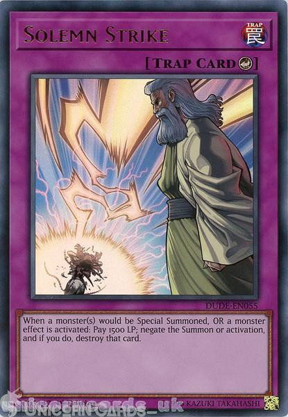 DUDE-EN055 Solemn Strike Ultra Rare 1st Edition Mint YuGiOh Card