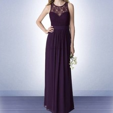 NWT - B Levkoff 1251 S'heart Chiffon/Lace Gown - Sz 10 Plum -MRSP 210
