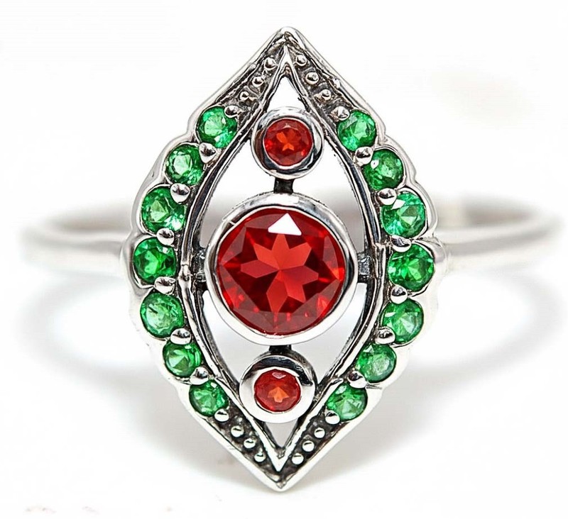  Fire Garnet 925 Sterling Silver Filigree Ring Sz 7 PC9-4