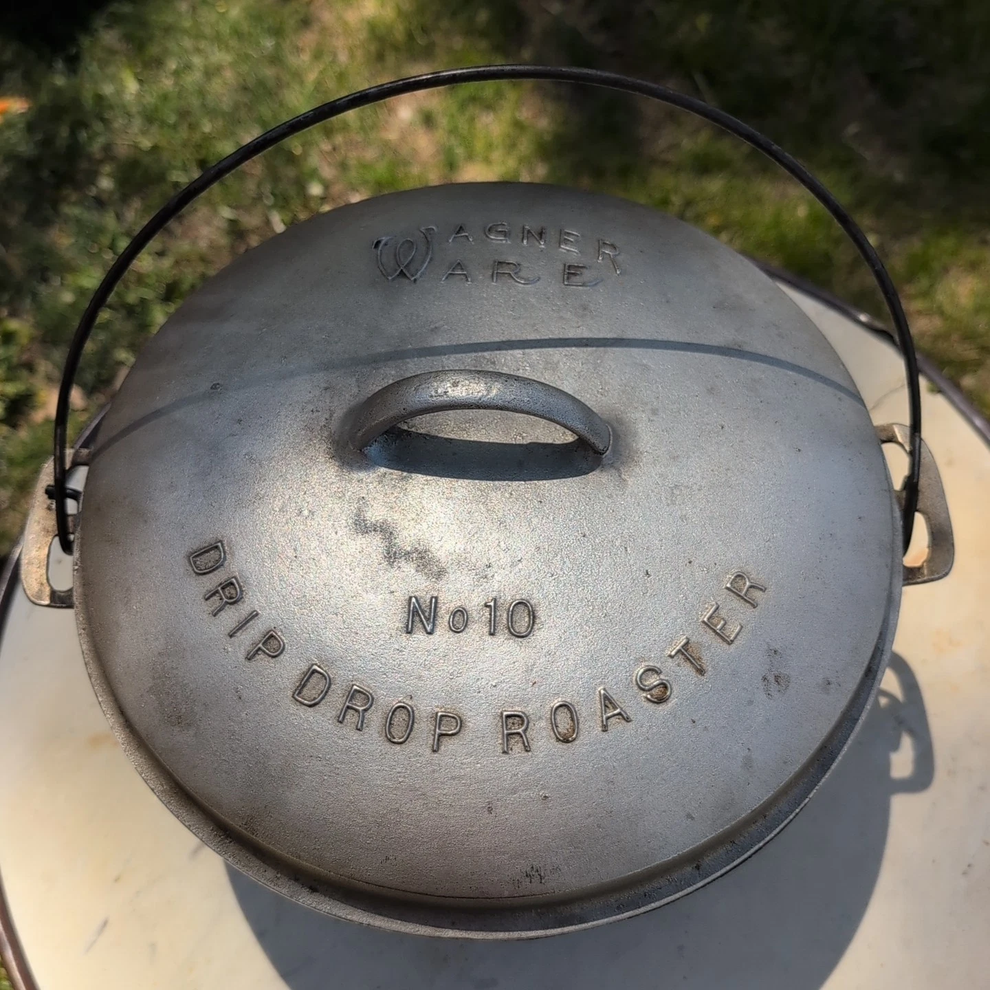 Vtg Wagner Ware Sidney O No. 10 Drip Drop Round Roaster Lid Trivet Cast Aluminum