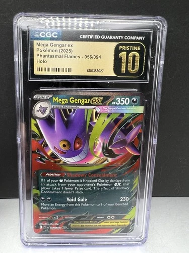 🔥🔥Mega Gengar EX 056/094 Phantasmal Flames Pokemon Card CGC 10 Pristine Holo