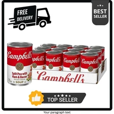 (12 Pack) Campbell's Condensed Split Pea with Ham & Bacon Soup, 11.5 Ounce.
