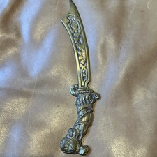 Ornate Decorative Metal Dagger Curved Single-Edge Blade Full Tang Gold/Silver