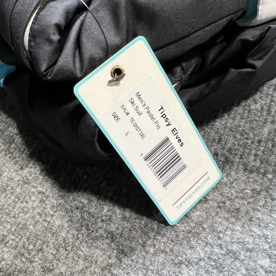 Tipsy Elves Large Ski Suit Mens Snowsuit One Piece Snow Bib Pastel Pro - Image 4 of 4