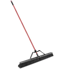Push Broom Set 36 in. W High Power Smooth Surface Brace 60 in. Steel Handle
