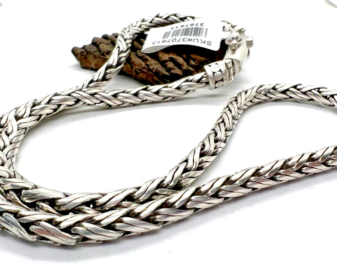 Solid Sterling Silver 18" woven chain necklace Ba… - image 2